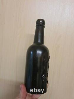 Vintage Armstrong Black Hall MILL Gateshead Loco Pic Black Glass Beer Bottle