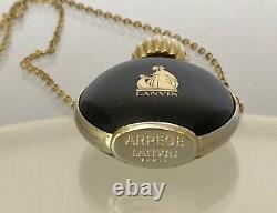 Vintage Arpege Lanvin Miniature Perfume Black Glass Bottle Necklace 1970's