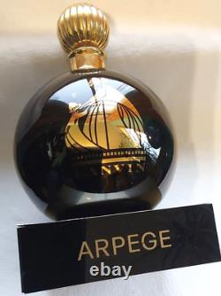 Vintage Arpege Lanvin Store Display Black Glass Perfume Bottle w Stopper & Stand