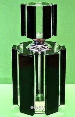 Vintage Art Deco Chunky Black & Clear Geometric Perfume Bottle & Stopper