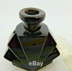 Vintage Art Deco Czech Black Glass & Crystal Scent or Perfume Bottle 4.5 tall