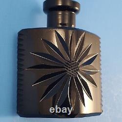 Vintage Art Deco Czechoslovakian Black Glass Perfume Bottle Faceted Starburst