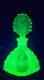 Vintage Art Deco Uranium Glass Perfume Bottle With Stopper Glows With Black Light