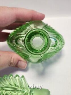 Vintage Art Deco Uranium Glass Perfume Bottle with Stopper GLOWS With BLACK LIGHT