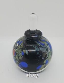 Vintage Art Glass Perfume BottleBlack, Blue, Multi3.75 High Pre-owned