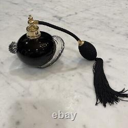 Vintage? Art Glass Perfume Bottle 1980s Black Glass Art Deco Unused Works