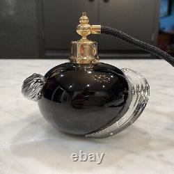 Vintage? Art Glass Perfume Bottle 1980s Black Glass Art Deco Unused Works