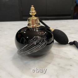 Vintage? Art Glass Perfume Bottle 1980s Black Glass Art Deco Unused Works