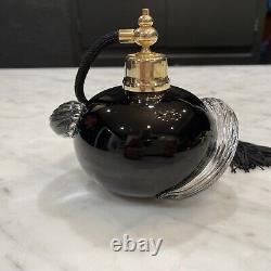 Vintage? Art Glass Perfume Bottle 1980s Black Glass Art Deco Unused Works