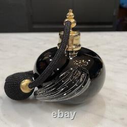 Vintage? Art Glass Perfume Bottle 1980s Black Glass Art Deco Unused Works