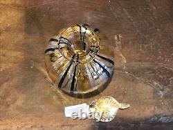 Vintage Art Glass Perfume Bottle Rare Hand Blown Amber Gold Black 1950s Lovely