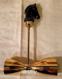 Vintage Bartender Kit, Bakelite Black Horse Head With Gold Tone Metal Bar Tool Set