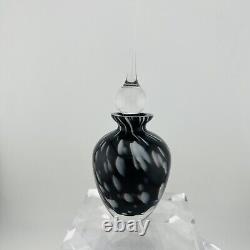 Vintage Black And White Murano Style ArtGlass Perfume Bottle