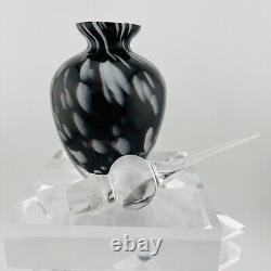 Vintage Black And White Murano Style ArtGlass Perfume Bottle