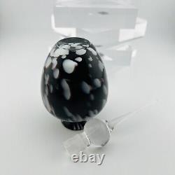 Vintage Black And White Murano Style ArtGlass Perfume Bottle