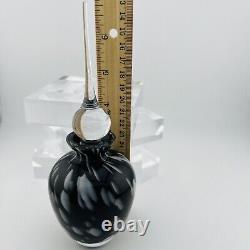 Vintage Black And White Murano Style ArtGlass Perfume Bottle