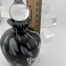 Vintage Black And White Murano Style ArtGlass Perfume Bottle