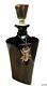 Vintage Black Art Glass Perfume Bottle With Gold Glass Stopper And Scarab Charm