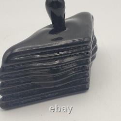 Vintage Black Art Glass Perfume Bottle With Stopper Signed RARE
