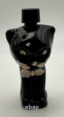 Vintage Black Cat Glass Perfume Bottle France French