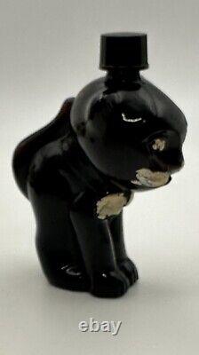 Vintage Black Cat Glass Perfume Bottle France French