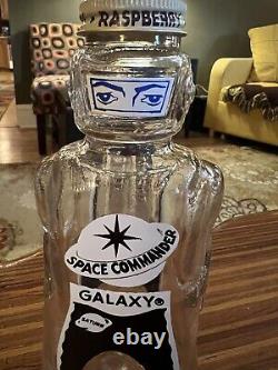 Vintage Black Galaxy Space Commander Raspberry Syrup Glass Bottle Bank 1950's