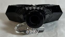 Vintage Black Glass Crystal Perfume Bottle Czechoslovakia 3.25 Art Deco