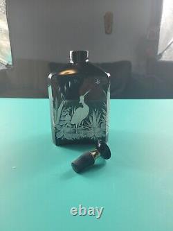 Vintage Black Glass, hand Painted Perfume Bottle, see details