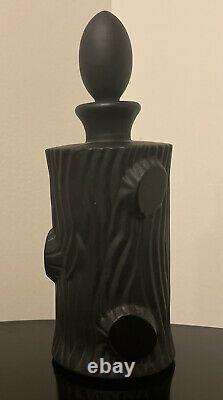 Vintage Black Satin Glass Tree Trunk Perfume Bottle France French Art Deco