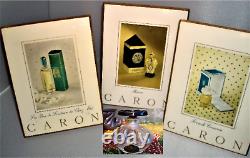 Vintage Caron Perfume Display Signs (3) & Sample Le Narcisse Noir Bottle