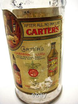 Vintage Carters Glass Ink Bottle Writing Fluid Paper Label Spout