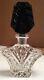 Vintage Clear Crystal Czecholslovakian Perfume Bottle With Opaque Black Stopper