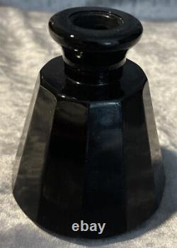 Vintage Czech Black Glass Perfume Bottle with Stopper