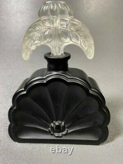 Vintage Czech black molded nude frosted stopper perfume bottle Ingrid design