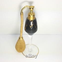 Vintage DeVilbiss Glass Perfume Bottle Atomizer Black Gold Volupte Gironde 1920s
