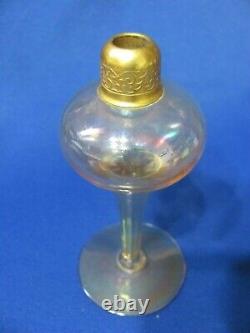 Vintage Devilbes Glass Perfume Bottle In Gold Or Yellowish Color Black Ebony Top