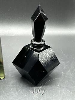 Vintage Faceted Black Perfume Bottle And Smoky Quartz West Germany Bottle