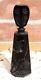 Vintage French Art Deco Black Glass Perfume Bottle Hand Cut With Stopper