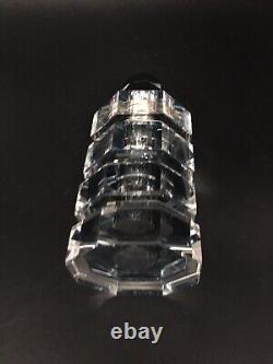Vintage French facetted crystal perfume bottle Black Clear Glass 638 grams