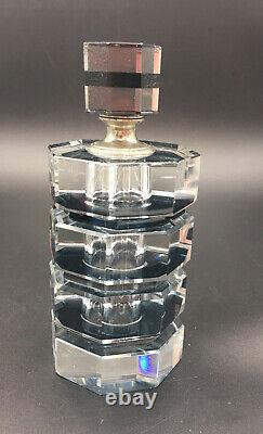 Vintage French facetted crystal perfume bottle Black Clear Glass 638 grams