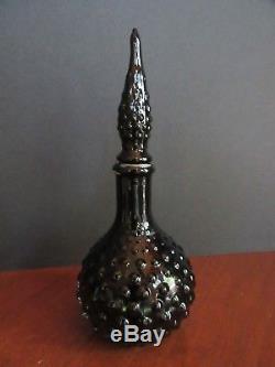 Vintage GENIE Glass Black Amethyst Hobnail PERFUME BOTTLE EUC