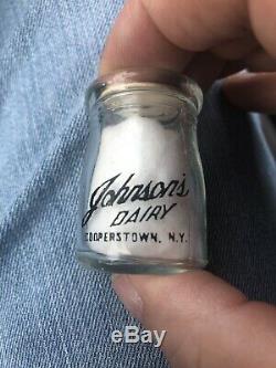 Vintage Glass Johnsons Dairy Cooperstown NY Pyroglaze Creamer Home Of Baseball