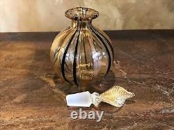 Vintage Glass Perfume Bottle Rare Hand Blown Art Amber Gold Black 1950s Lovely