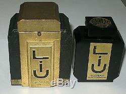 Vintage Guerlain Black Glass Baccarat Style Perfume Bottle/Box Liu Empty/Open 3