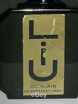Vintage Guerlain Black Glass Baccarat Style Perfume Bottle Liu 1 OZ Empty/Open
