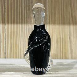 Vintage Hand Blown Art Deco Style Black Swirl Collectible Decor Gift EMPTY