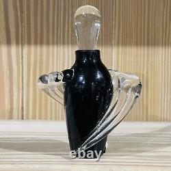 Vintage Hand Blown Art Deco Style Black Swirl Collectible Decor Gift EMPTY