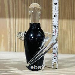 Vintage Hand Blown Art Deco Style Black Swirl Collectible Decor Gift EMPTY