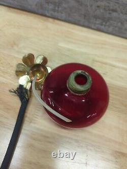 Vintage Irice Ruby Red Glass Perfume Bottle With Black Tassel Atomizer