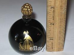 Vintage Jeanne Lanvin Perfume Bottle My Sin Black/Glass Stopper 2 OZ Empty 3 Ht